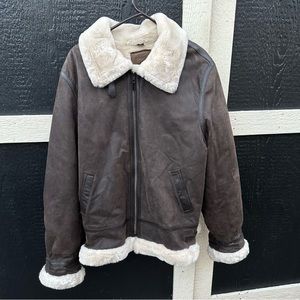 St. John’s Bay Leather Fur Bomber Jacket